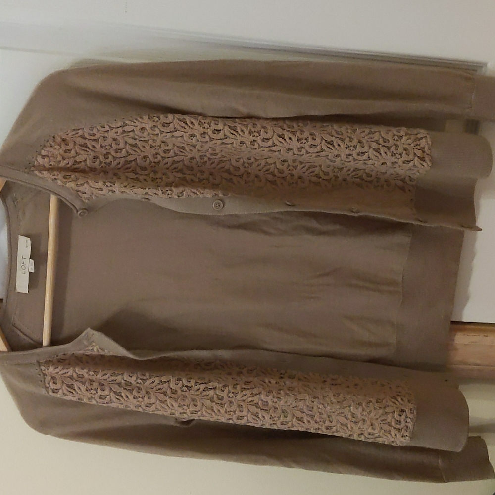 Beige lace LOFT cardigan